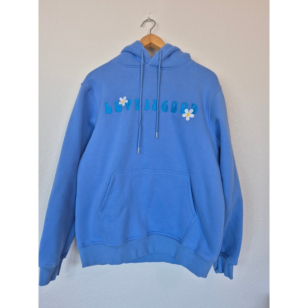 Love Is Good Blue‎ Daisy Embroidered Love Never Fails Pullover Size Large